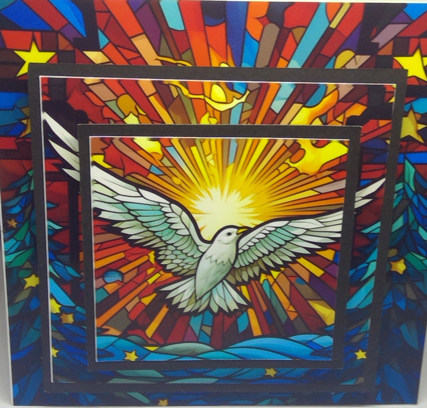 3D Dove Stained Glass Card