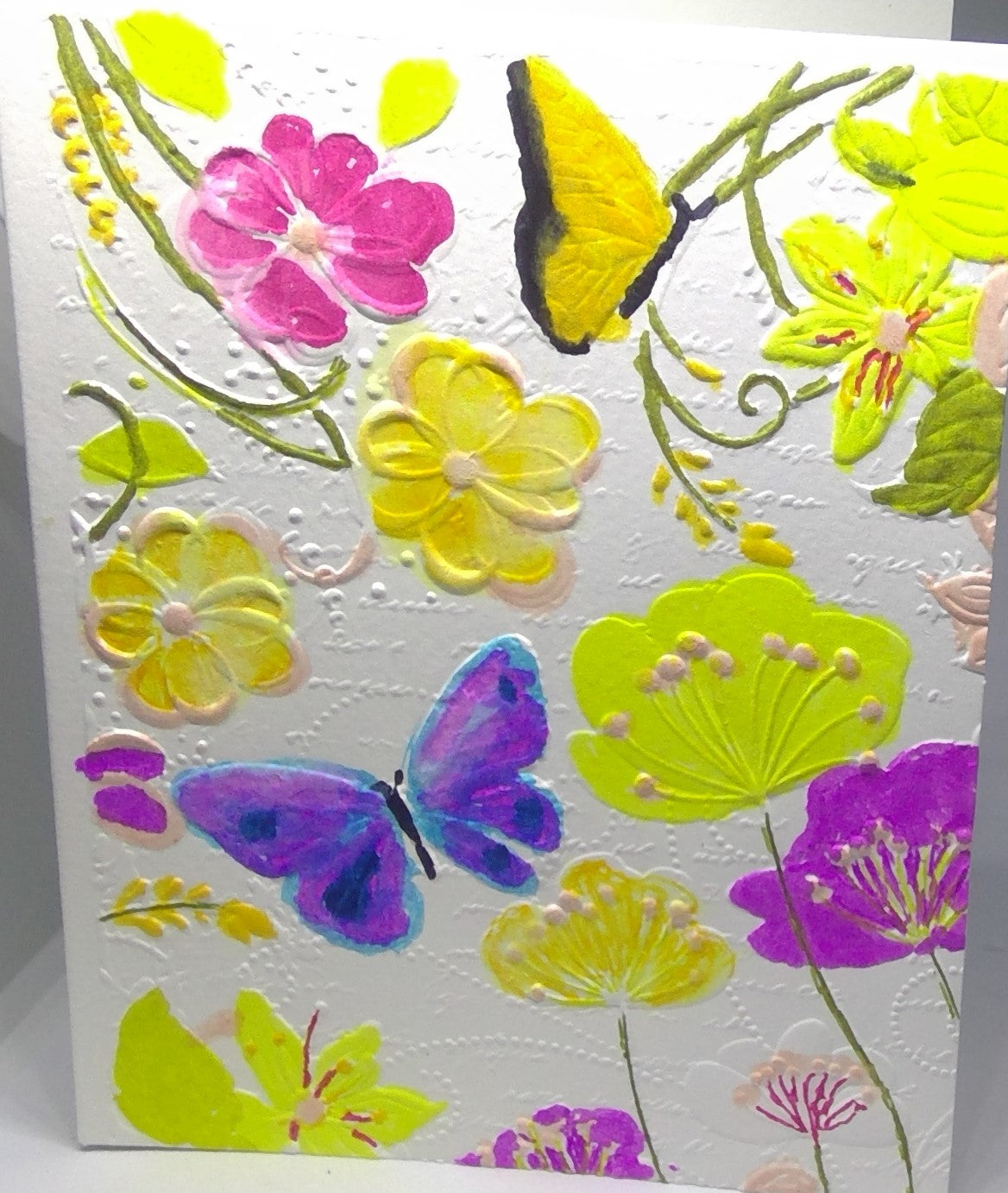 Flowers and Butterflies Watercolor Note Card
