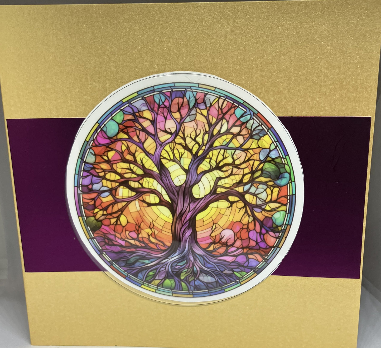 Tree of Life Stained Glass Effect Card