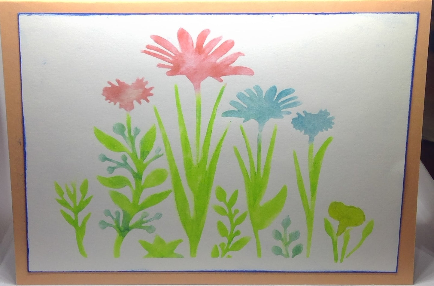 Hand painted Flower Shimmer Card