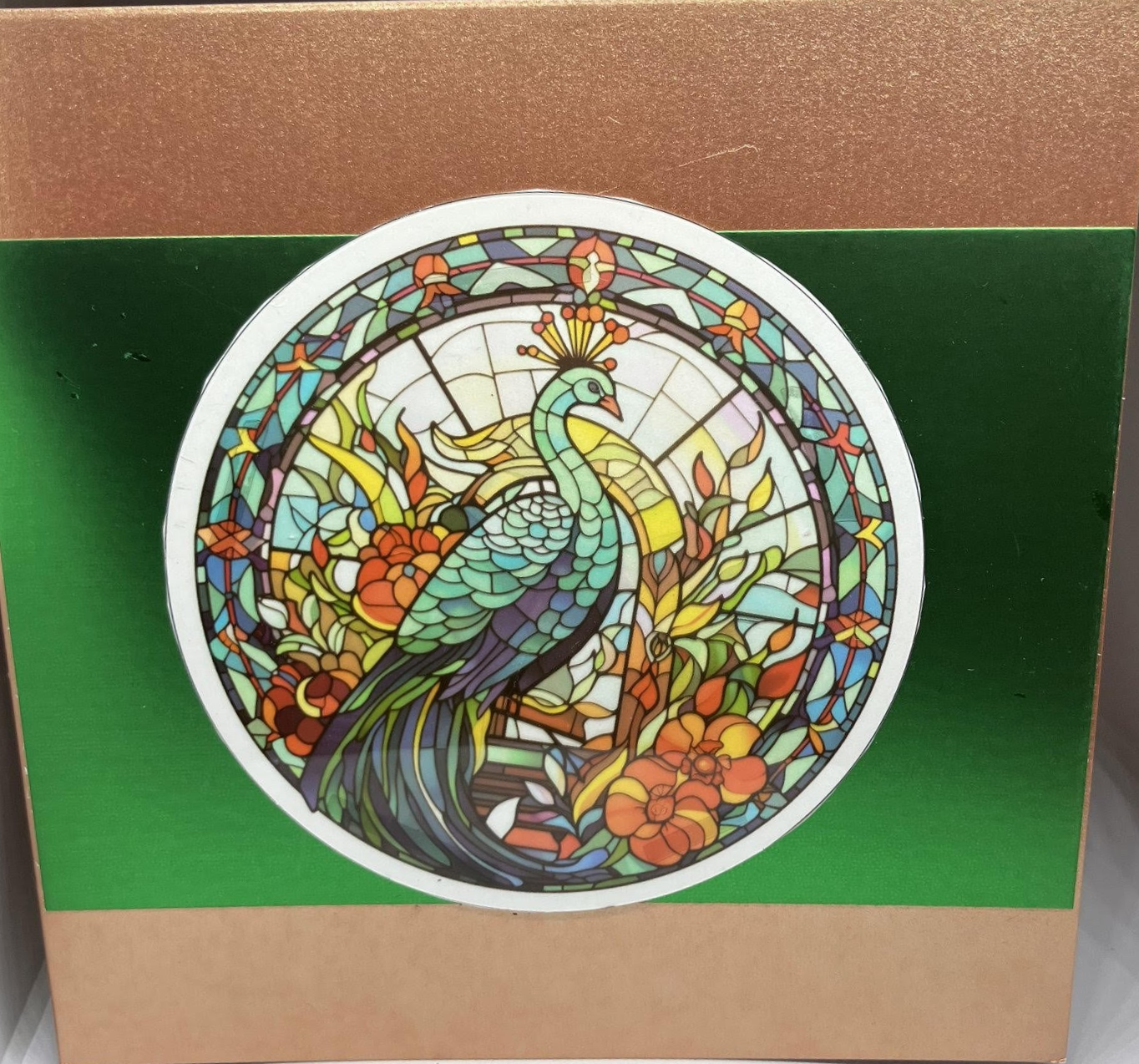 Peacock Stained Glass Effect Card