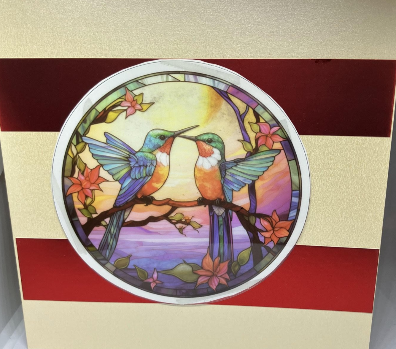 Playful Hummingbirds-Stained Glass Effect Card