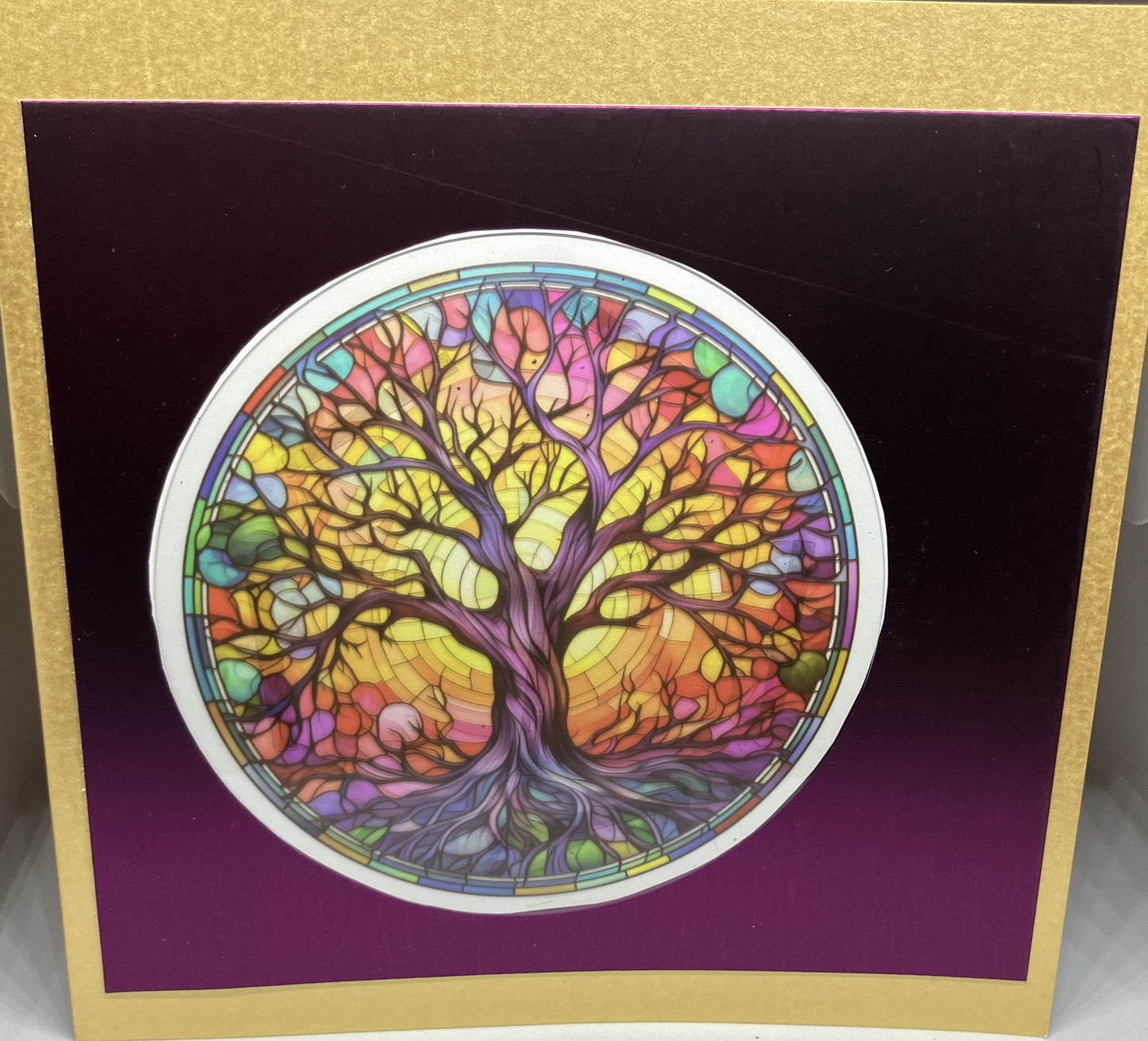 Tree of Life Stained Glass Effect Card