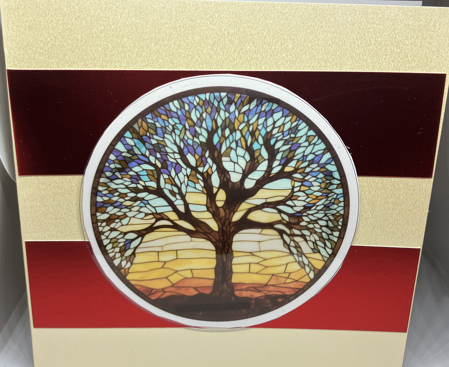 Tree of Life Stained Glass Effect Card