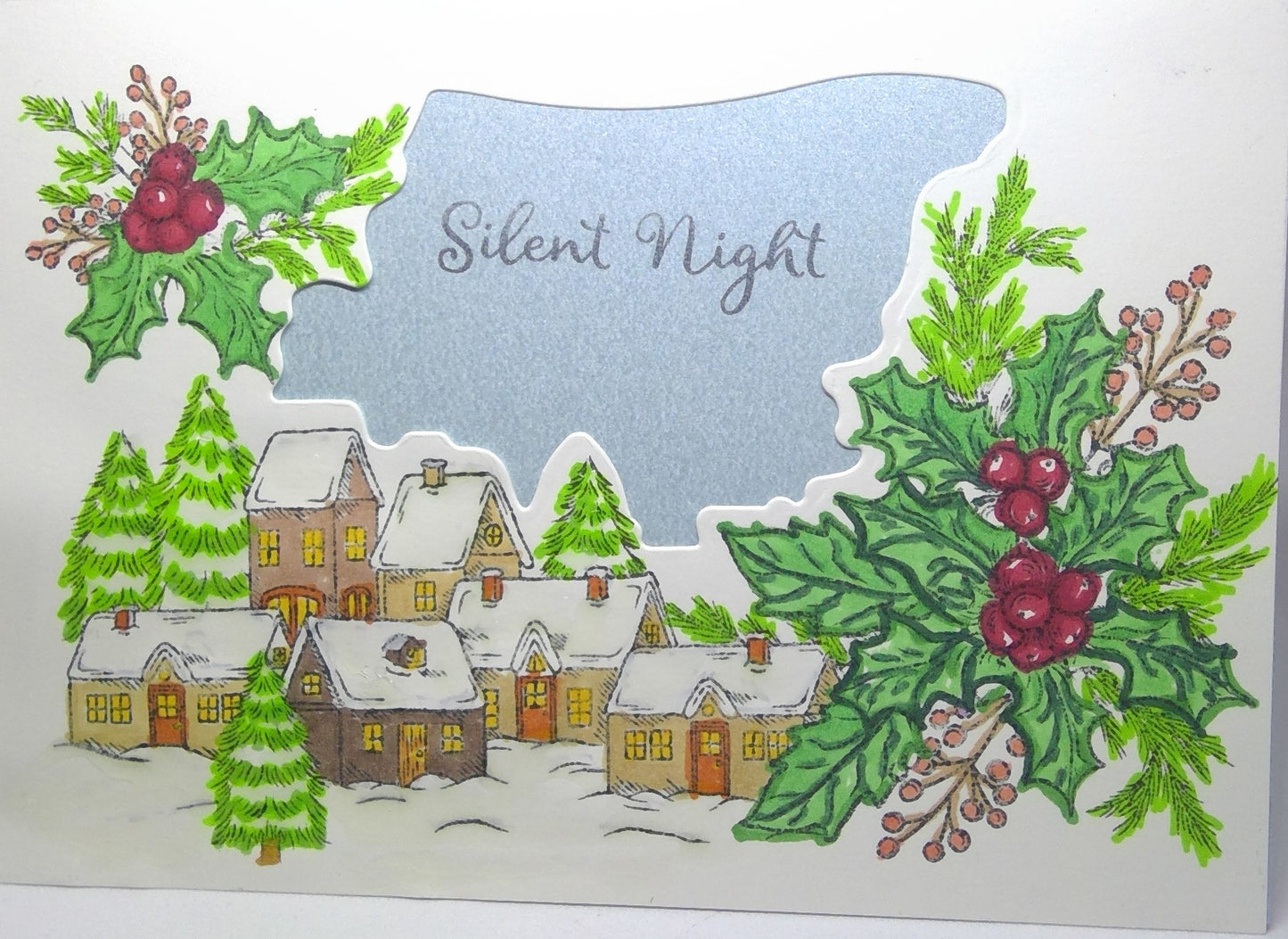 Silent Night Hand Colored Card