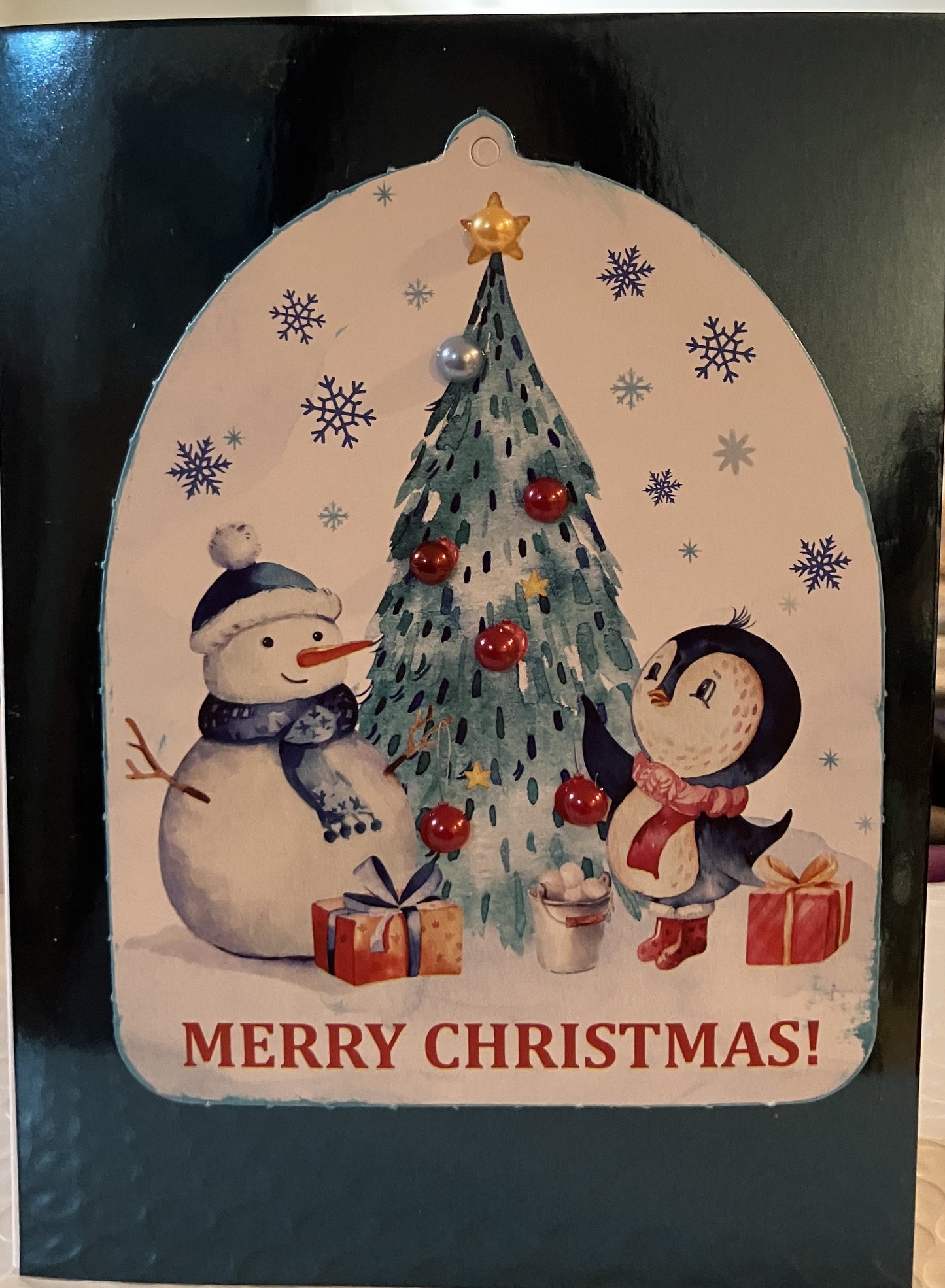 Snowman and Penguin Pearl Card