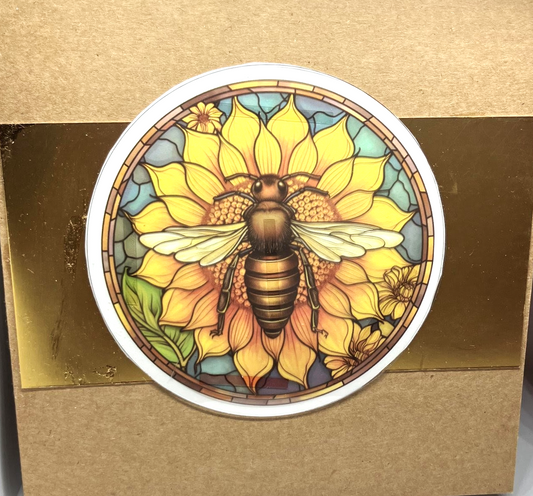 Bee Stained Glass Effect Card