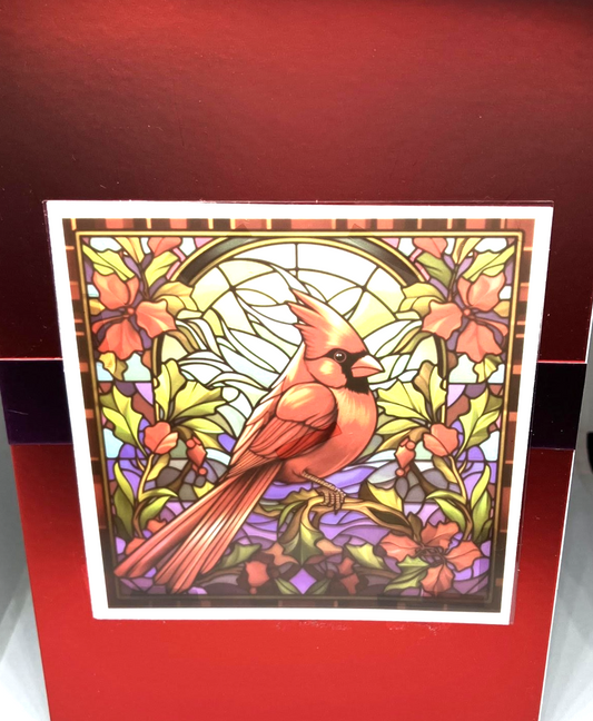 Cardinal Stained Glass Effect Card