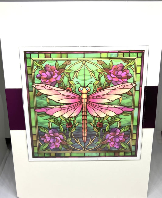 Stained Glass Effect Dragonfly Card