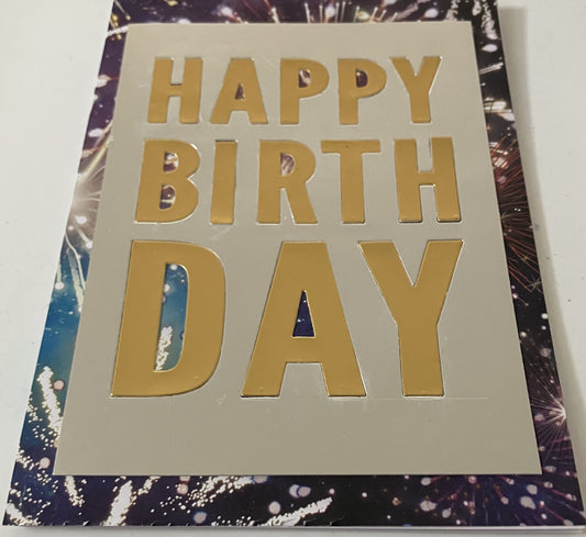 Happy Birthday Card with Fireworks background