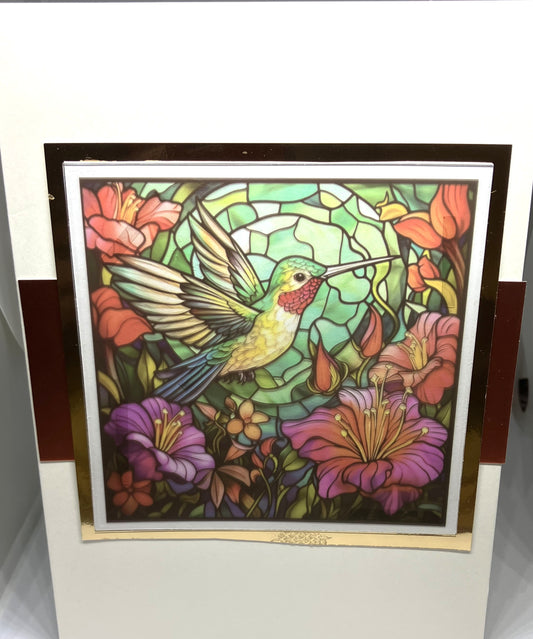 Hummingbird Stained Glass Effect Card