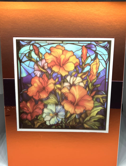 Stained Glass Effect Orange Flowers