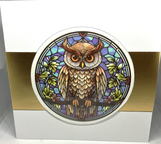 Owl Stained Glass Effect Card