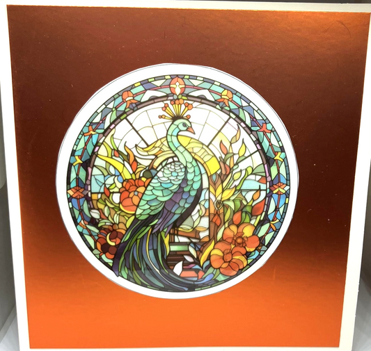 Peacock Stained Glass Effect Card