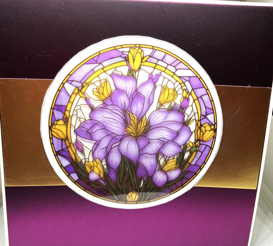 Purple Flower 3D-Stained Glass Effect