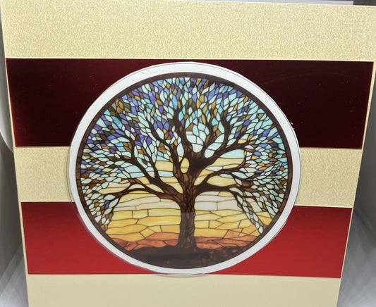 Tree of Life Stained Glass Effect Card