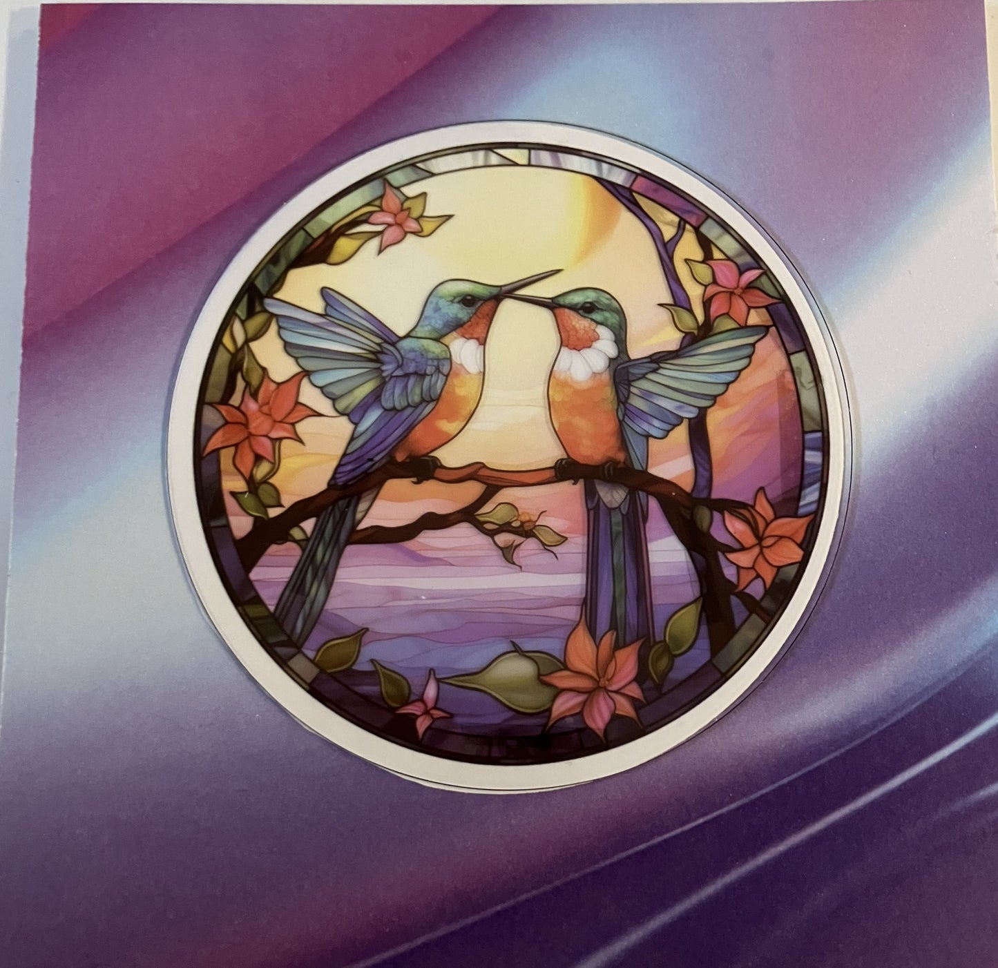 Stained Glass Effect Two Hummingbirds